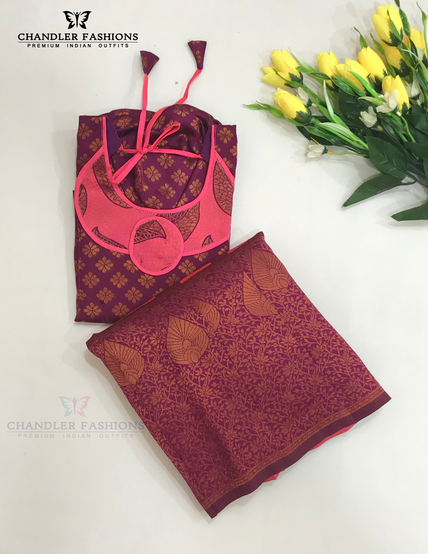 Pretty Purple Color Silk Langa Sets With Zari Work In Chandler