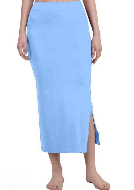 Stunning Sky Blue Color Lycra Stretchable Waist Band Shapewear With Side Slit For Women