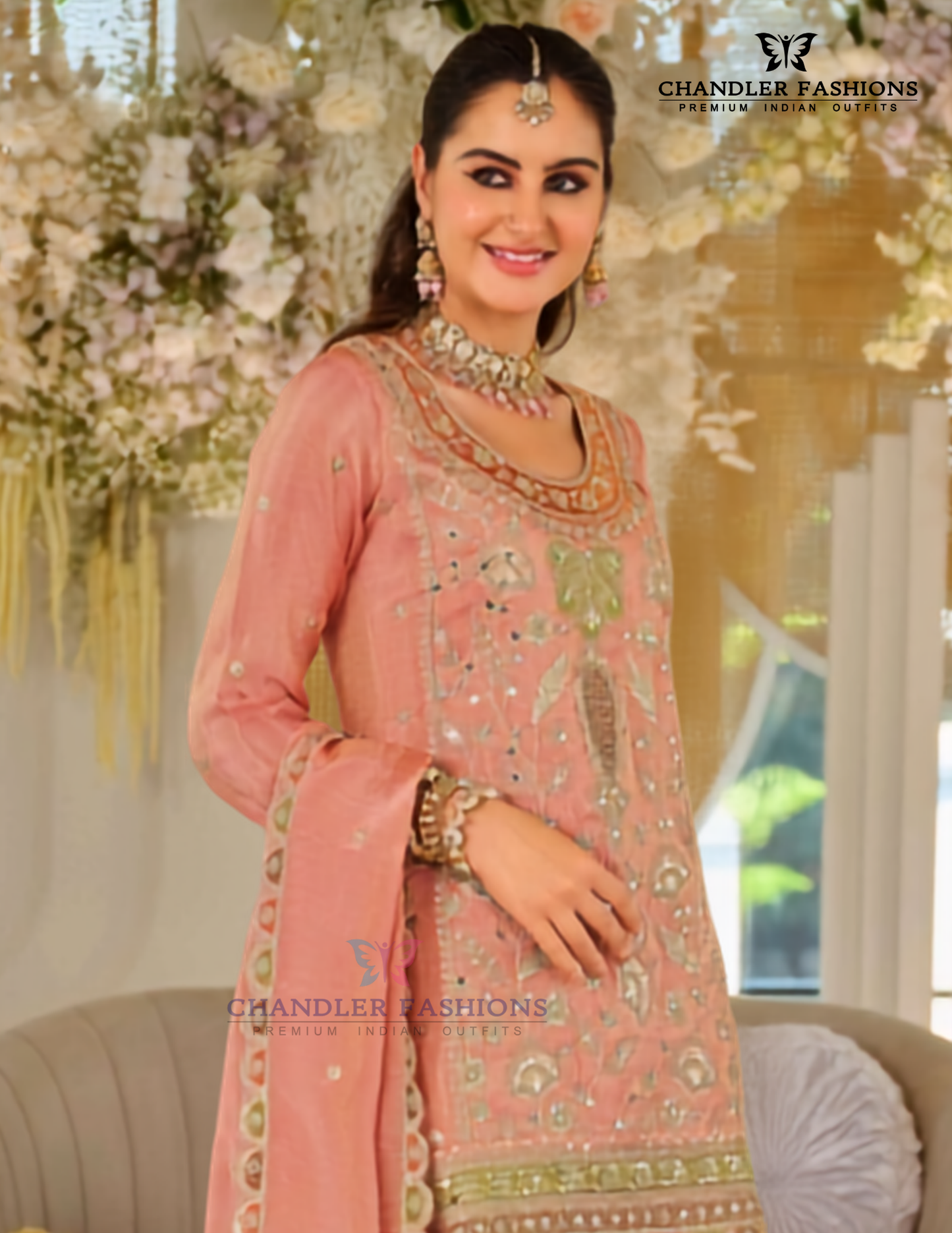 Chinon With Embroidery And Sequins Work Palazzo Suit In Chandler