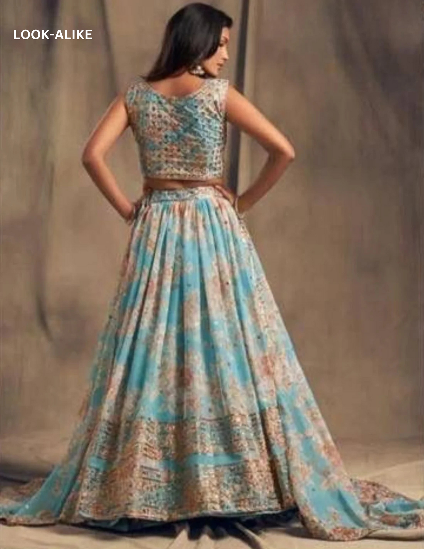 Light Blue Color Rose Printed and Lehenga In Yuma