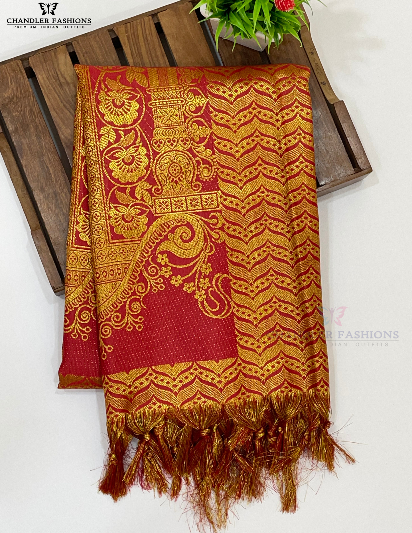 Attractive Red Color Silk Shawl In Chandler