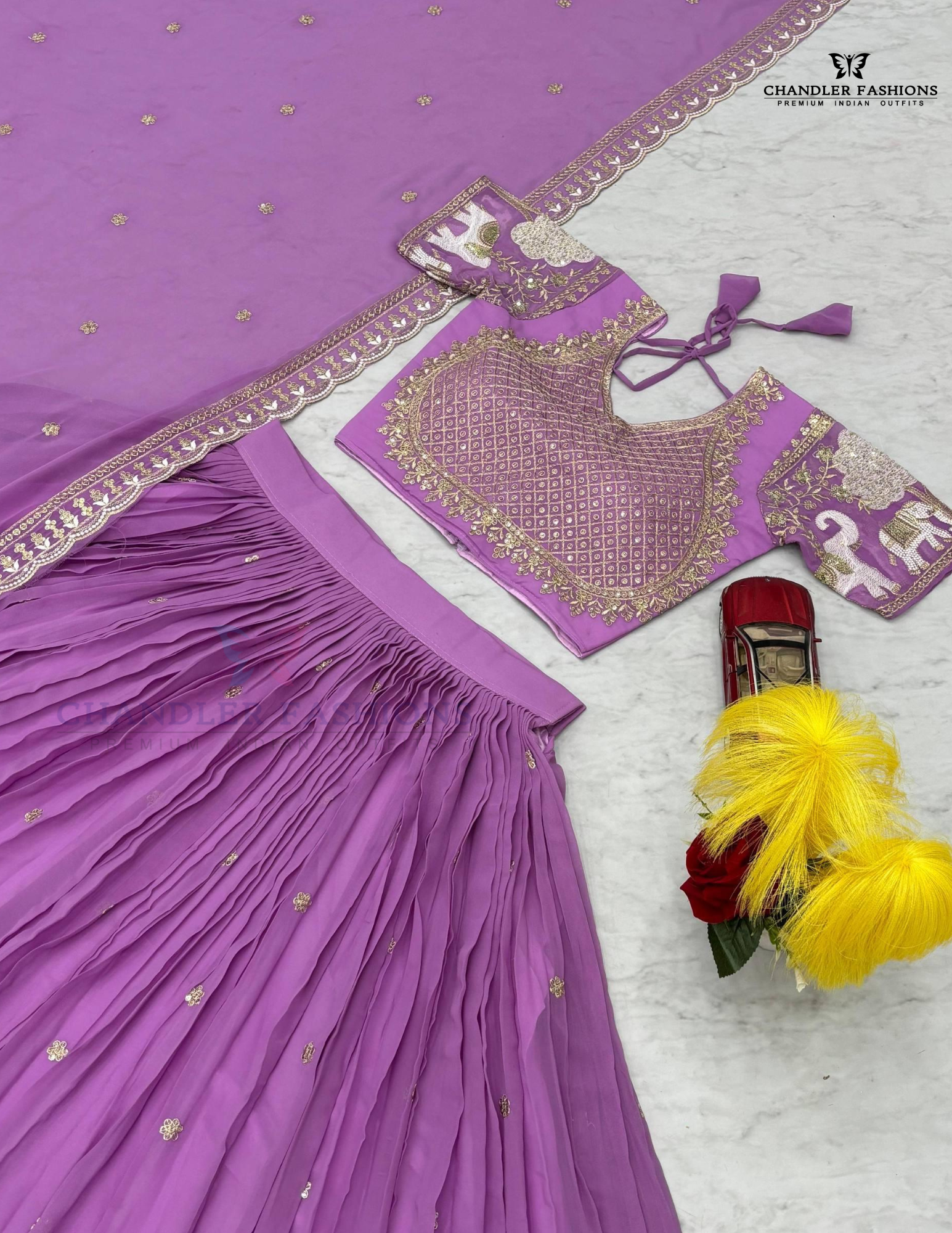 Purple Color Georgette Embroidery Work Lehenga Choli With Dupatta In Yuma