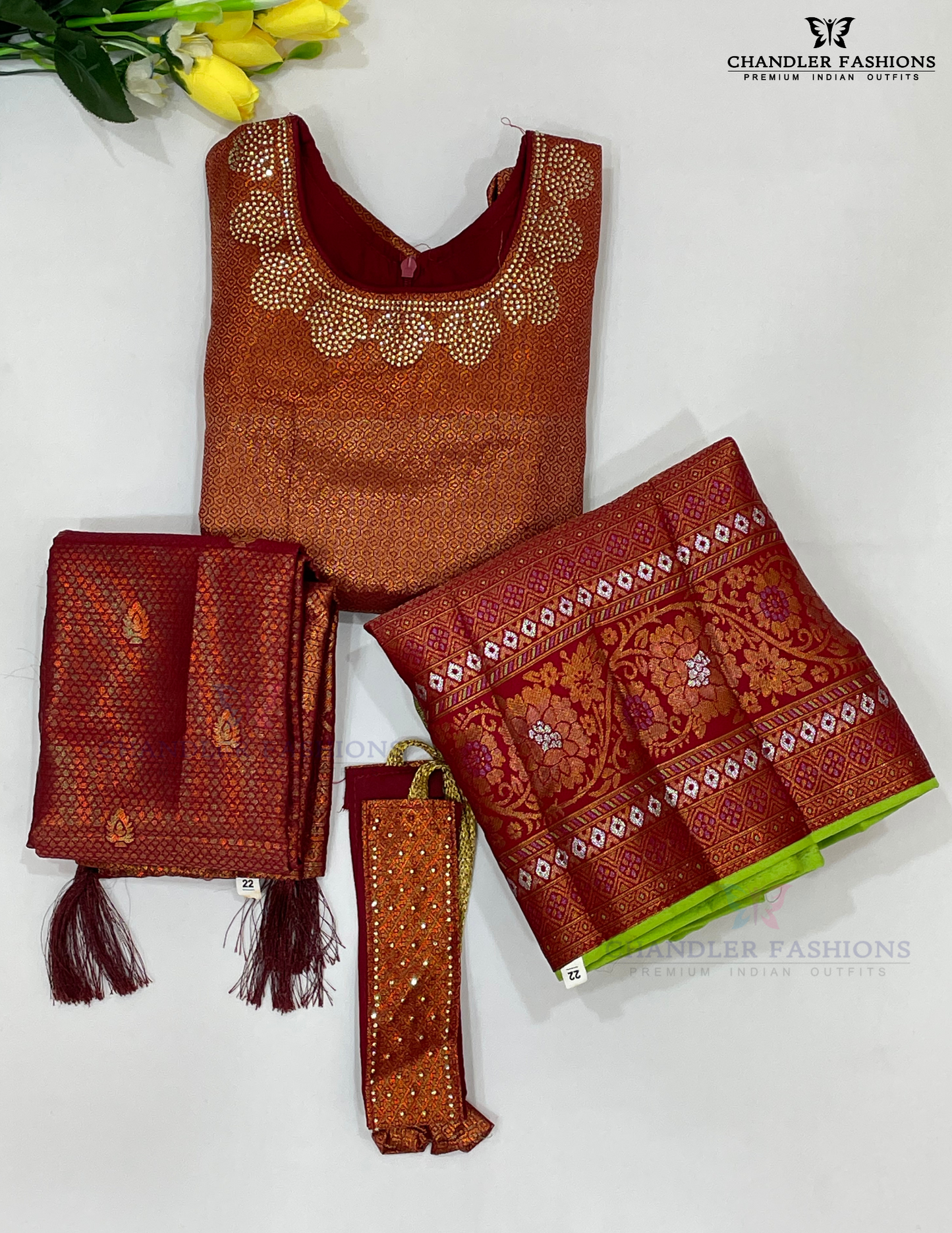 Wonderful Maroon Color Silk Langa Set With Stone And Zari Work In Chandler