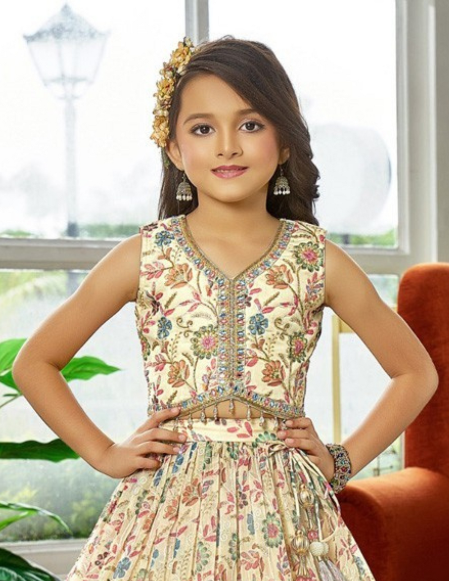 Lovely Cream Color Silk Cutdana And Sequins Work Choli Set Near Me
