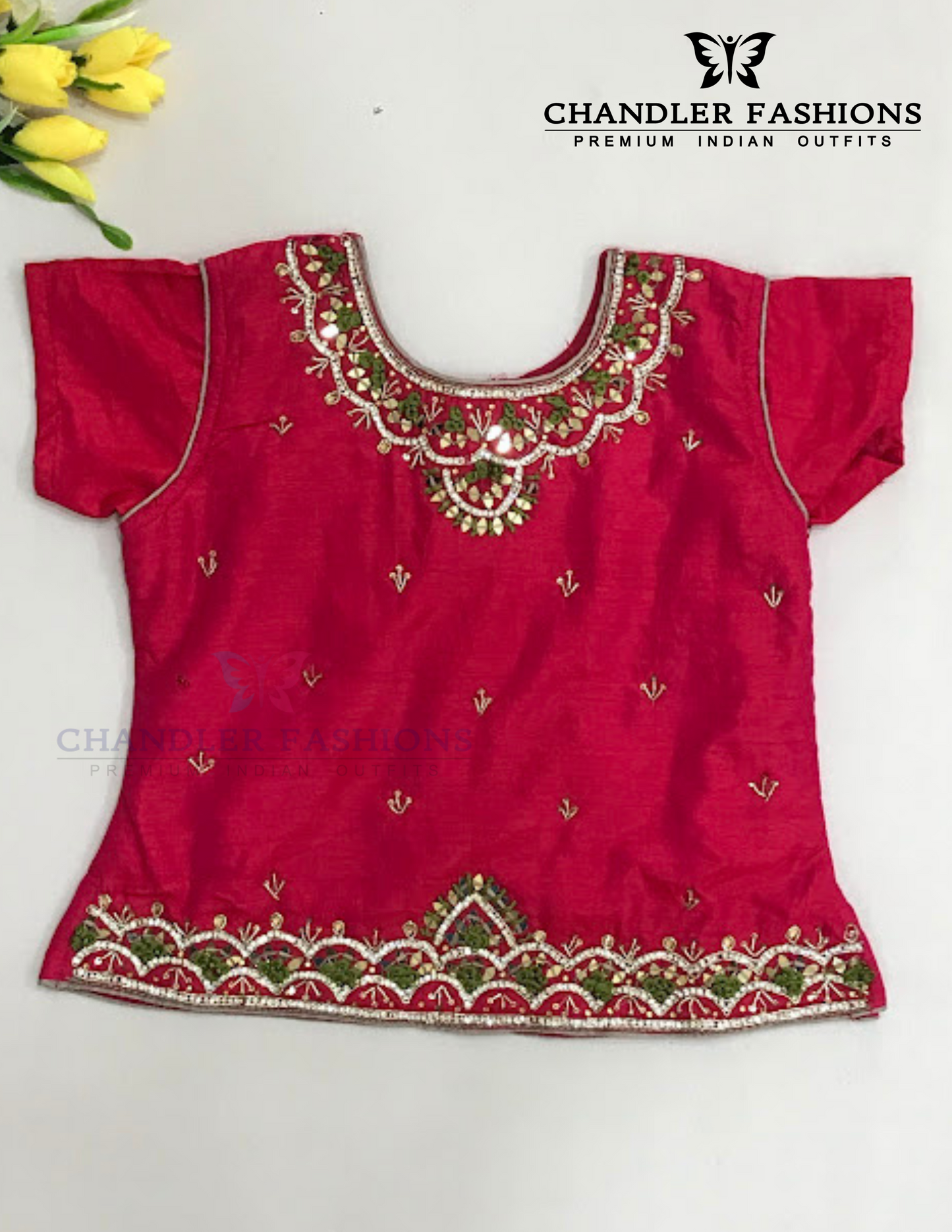 Attractive Pink Embroidery Work Girls Choli Set In USA