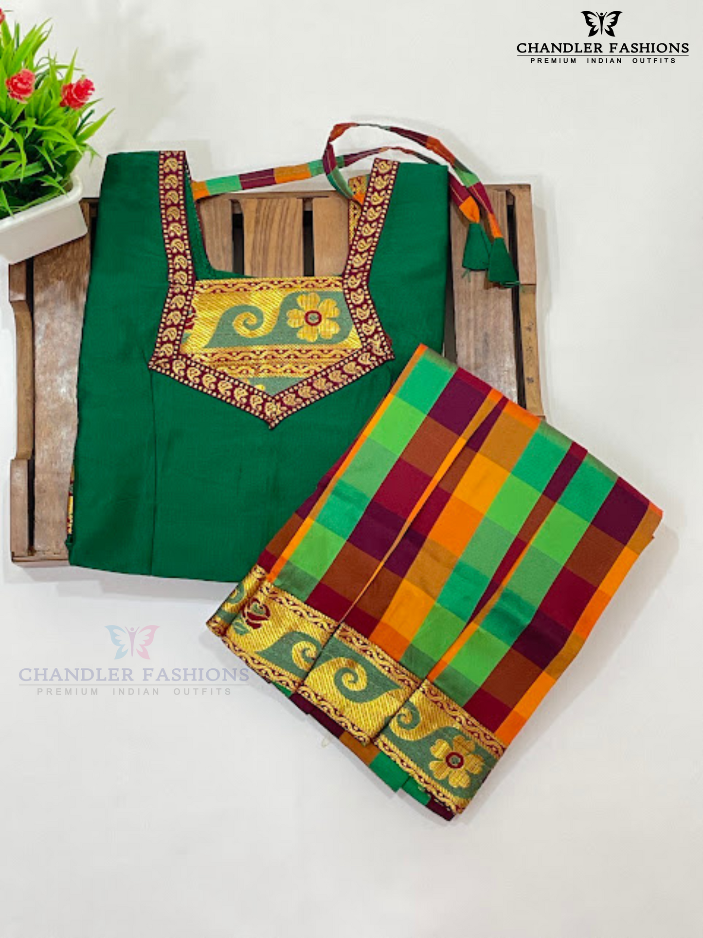 Charming Green Color Art Silk Langa Sets With Zari Work Near Me