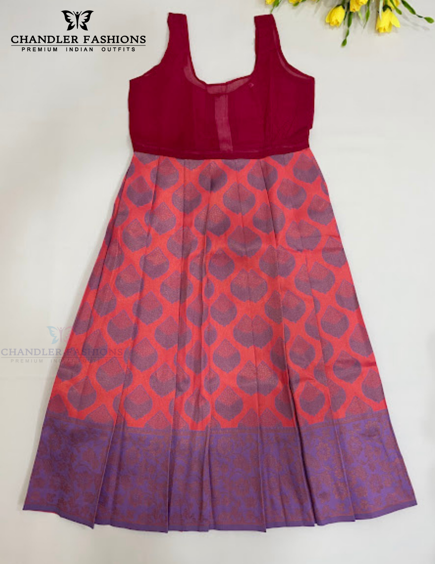 Pink Color Silk Langa Sets With Stone Work In Teme