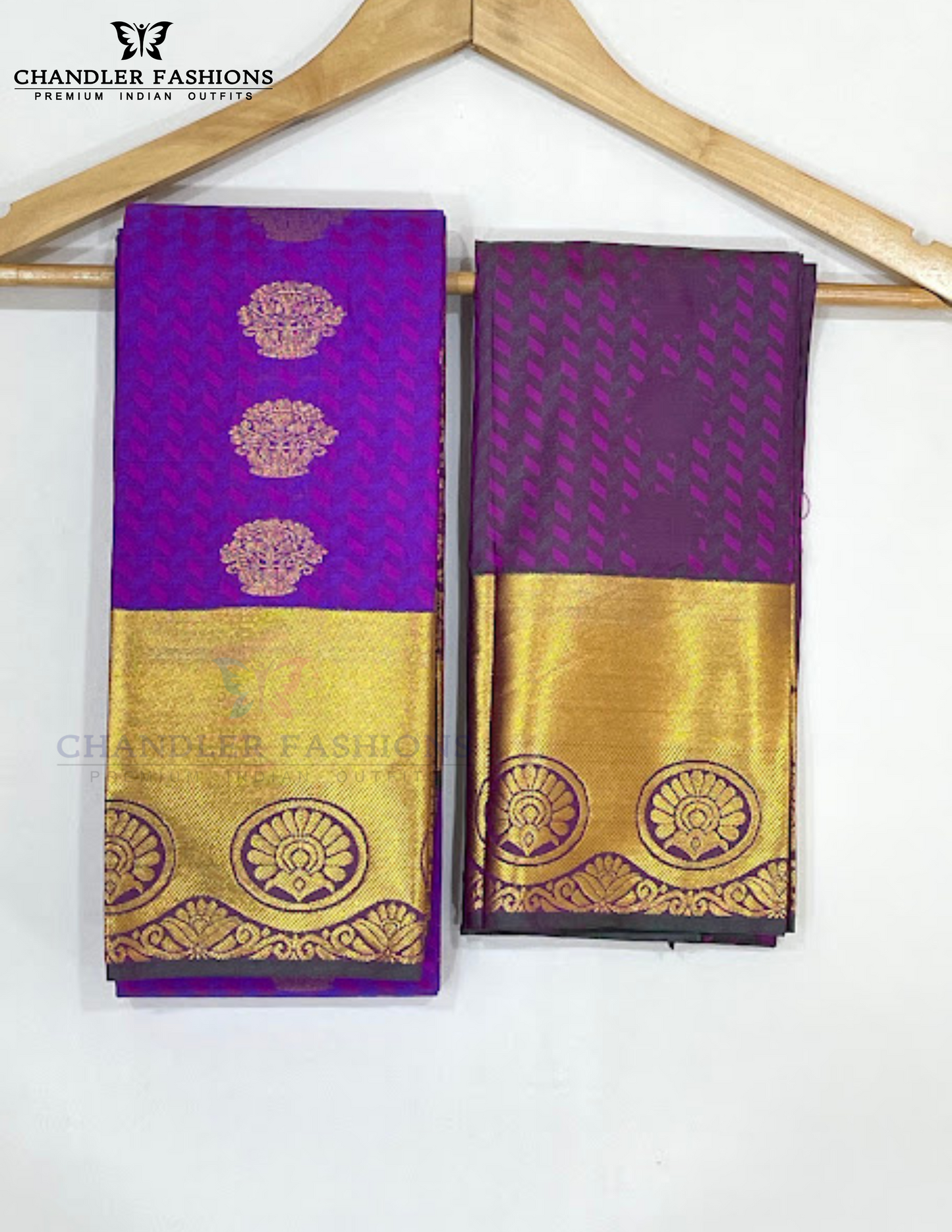 Alluring Violet Color Pure Kanchi Silk Gold Zari Work Saree In USA