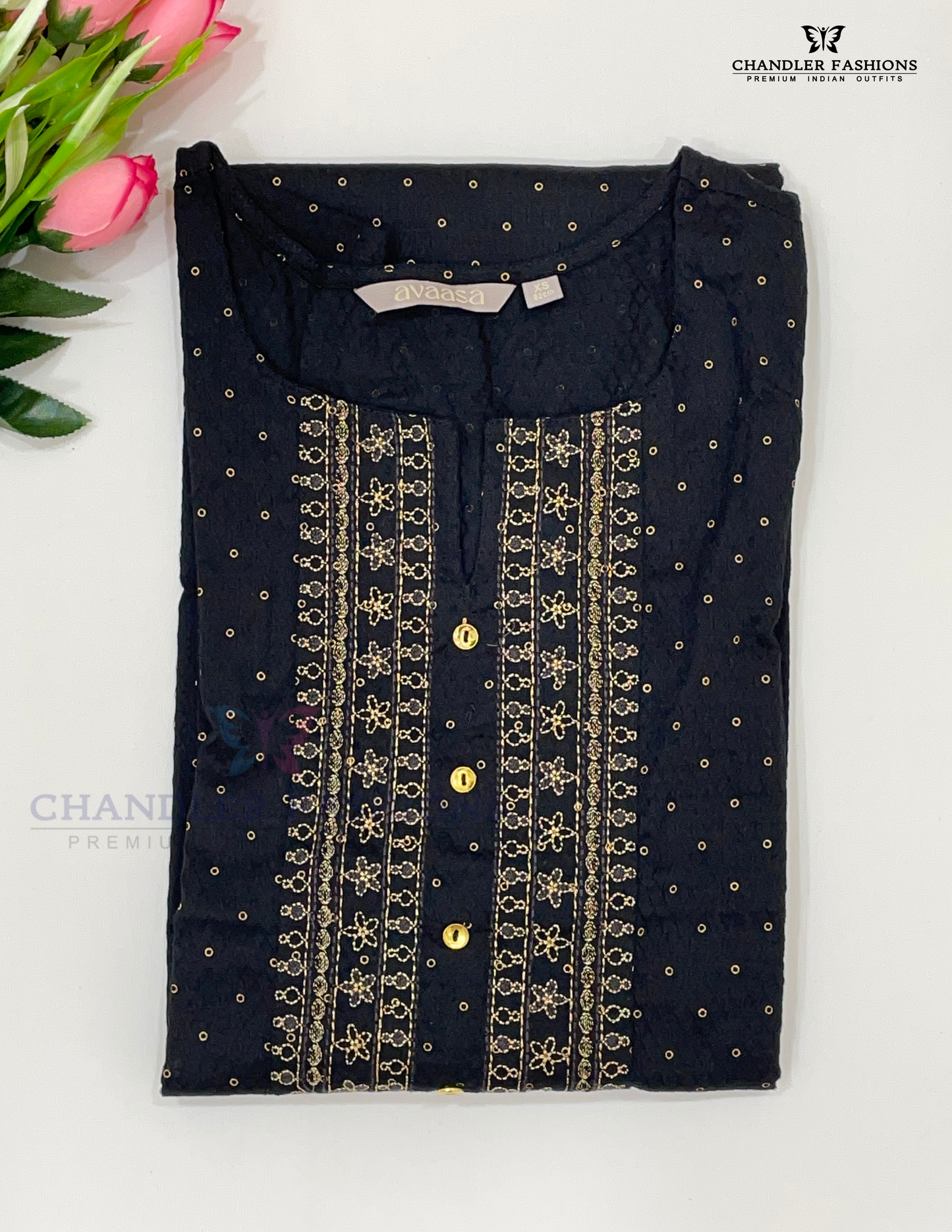 Pretty Black Color Embroidery And Printed Design Kurti Near Me
