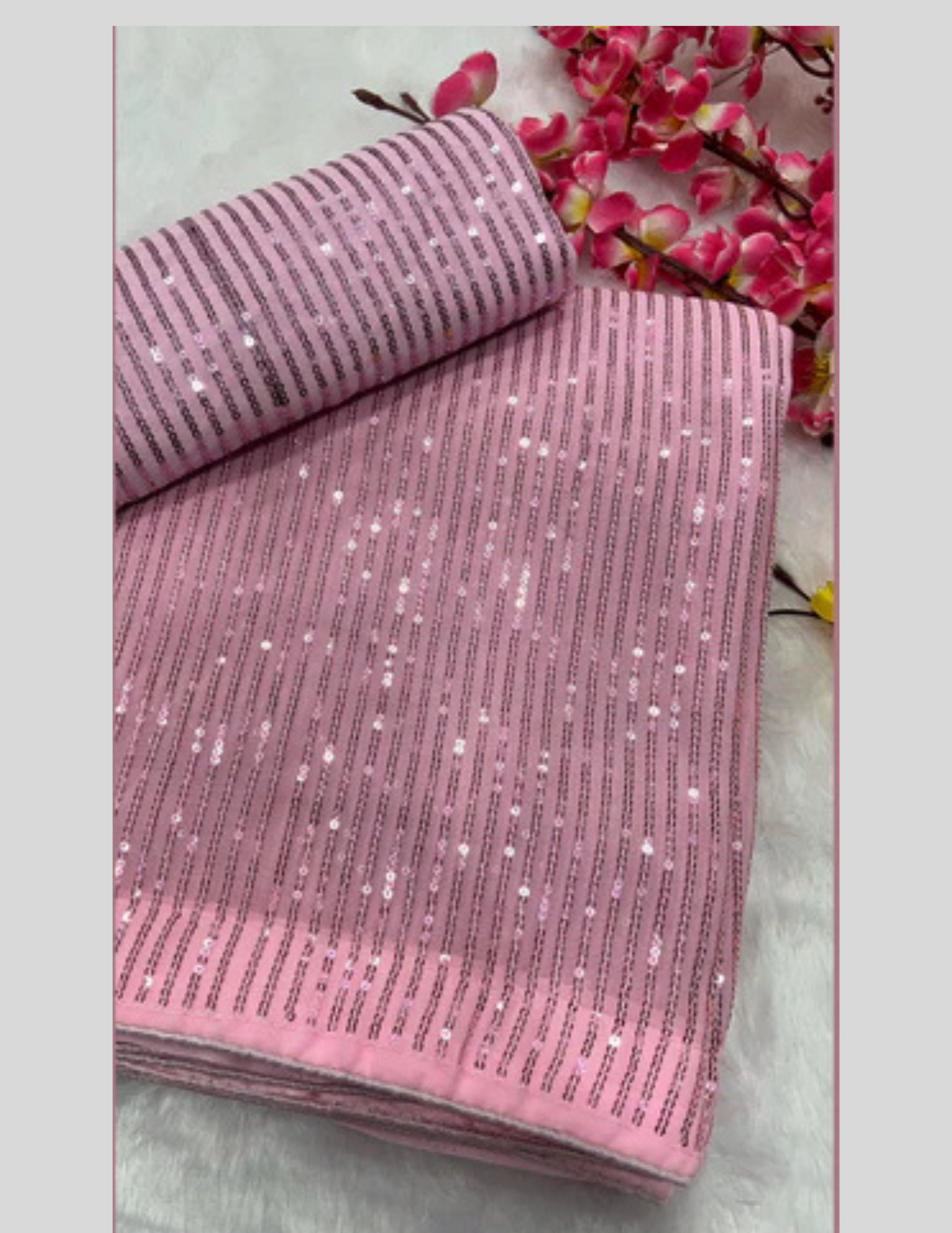 Heavy Georgette Sequins With Embroidery Work Saree In USA