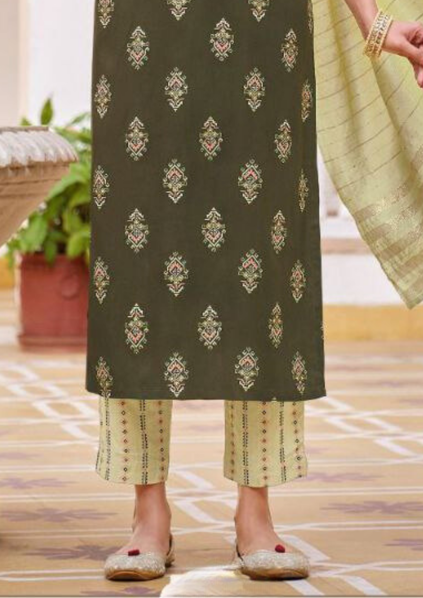 Gold Print Fancy Embroidery Work In Chandler