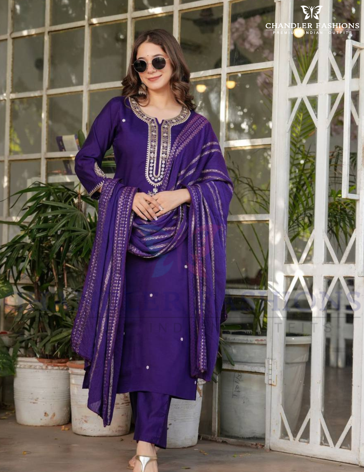 Attractive Viscose Chanderi Embroidery Salwar Suits With Dupatta Set In USA