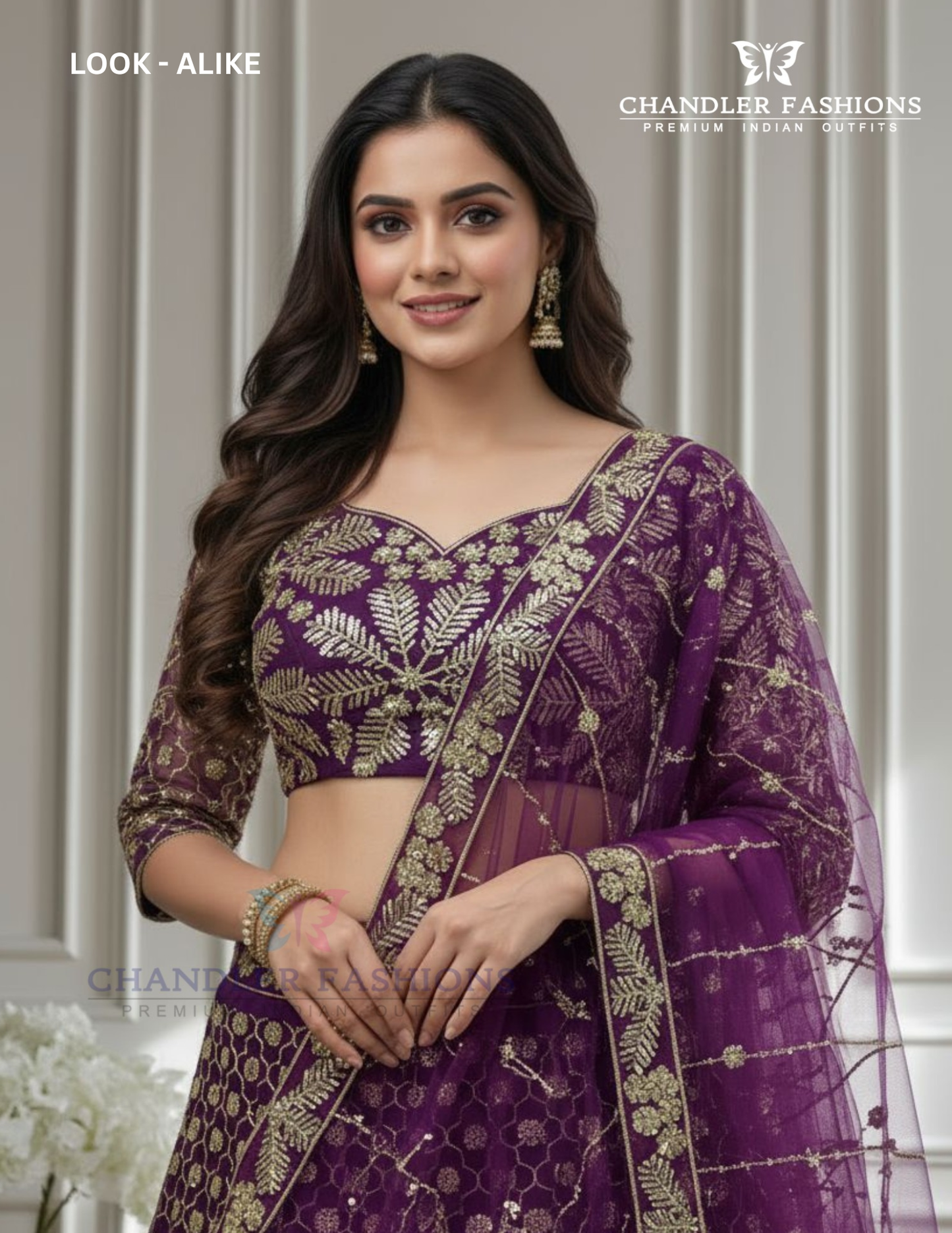 Purple Color Sequins With Zari Embroidery Work Lehenga In Mesa