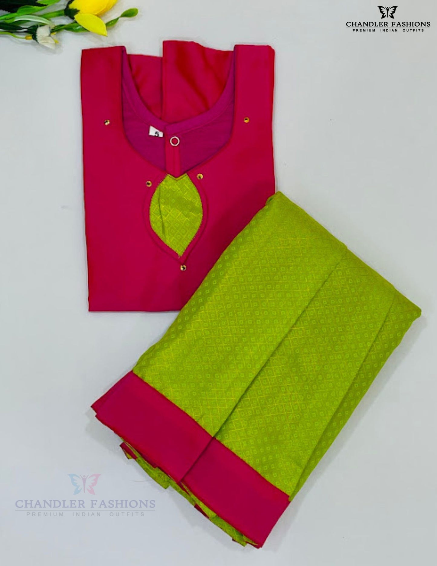 Pink Color Silk Langa Set in Chandler