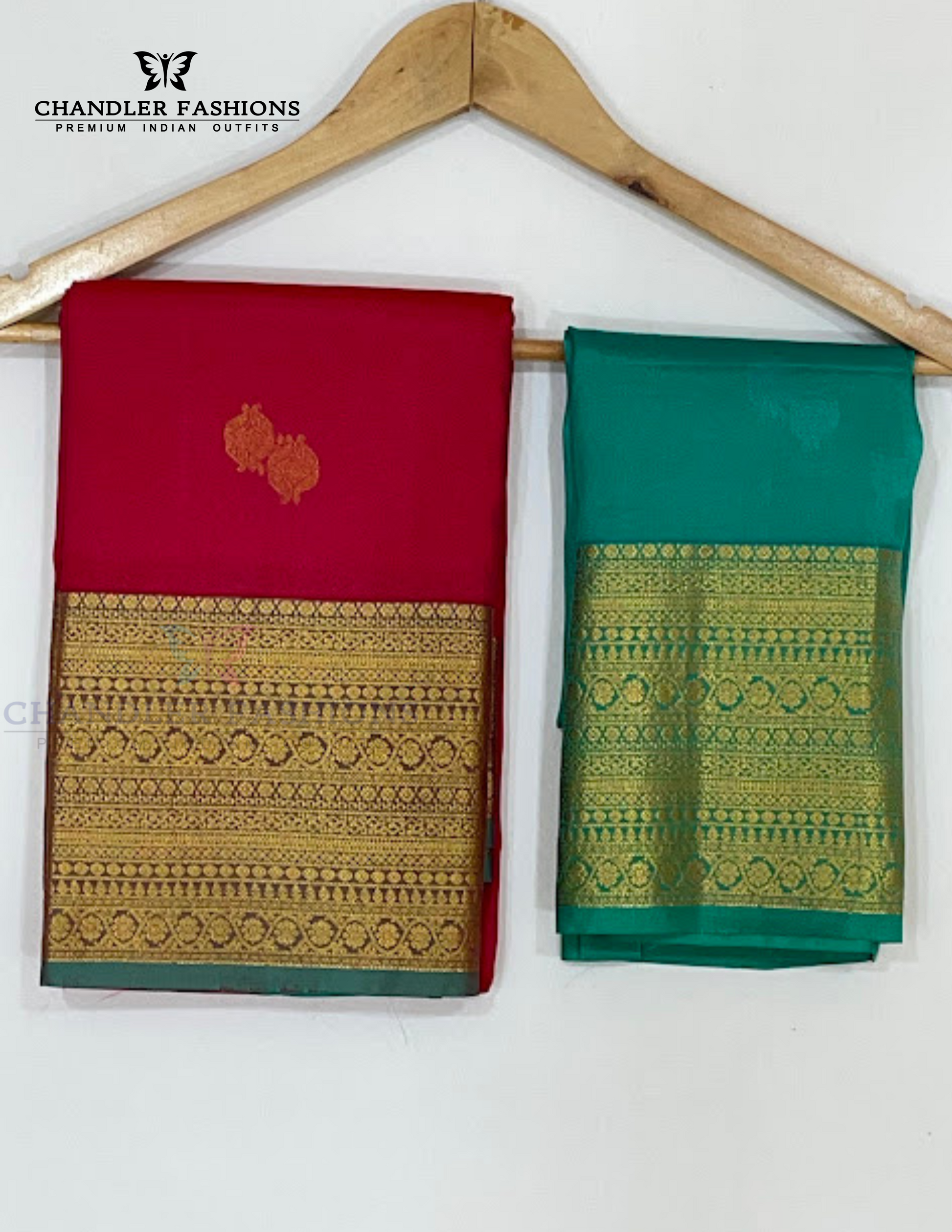 Beautiful Red Color Pure Kanchi Silk With Gold Zari Work Saree In USA