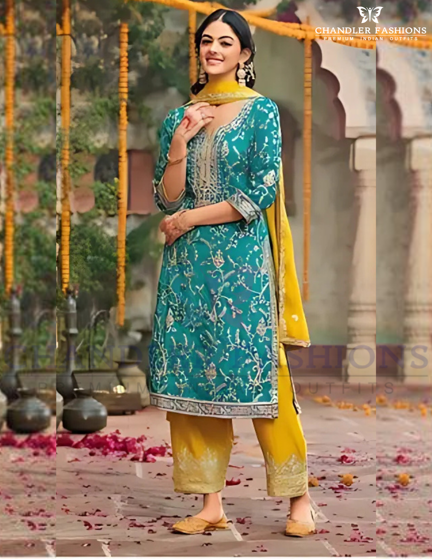 Embroidery Work Palazzo Suits With Dupatta in Chandler