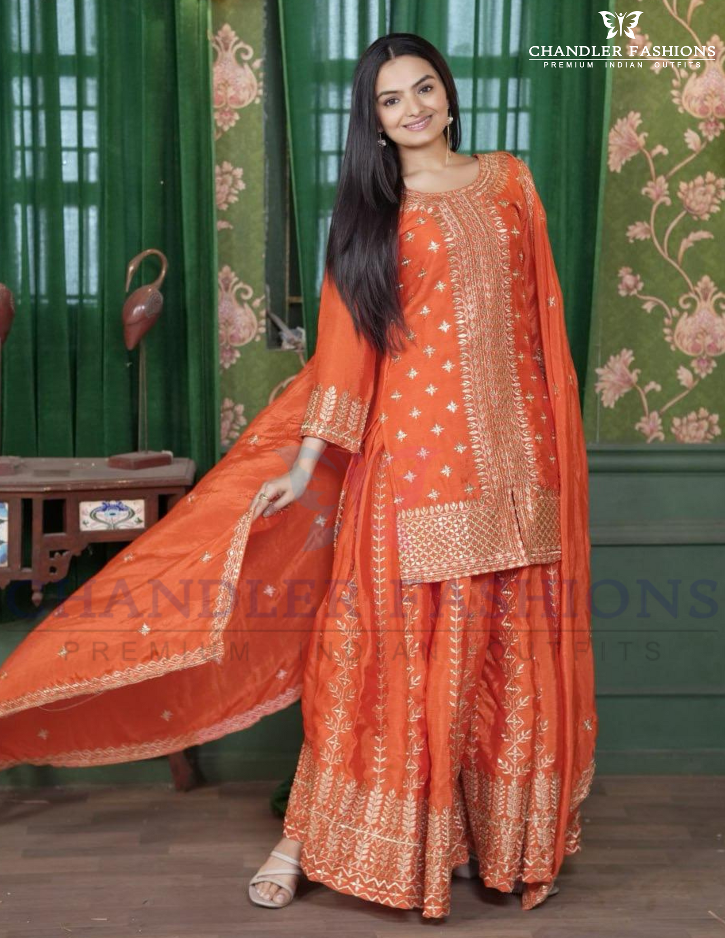Embroidery And Sequins Work With Palazzo Suits in Chandler
