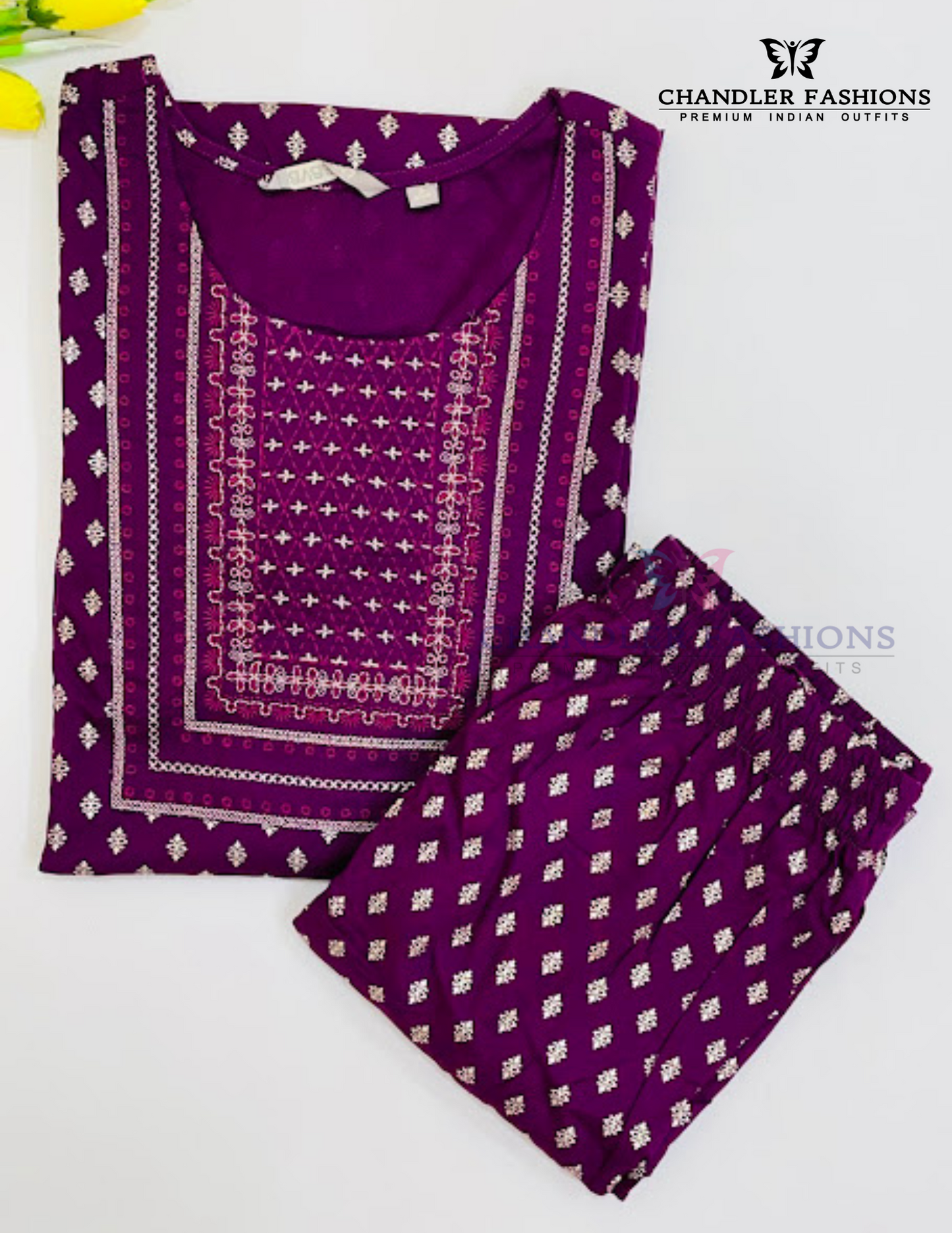 Attractive Purple Color Cotton Kurti Suits In USA