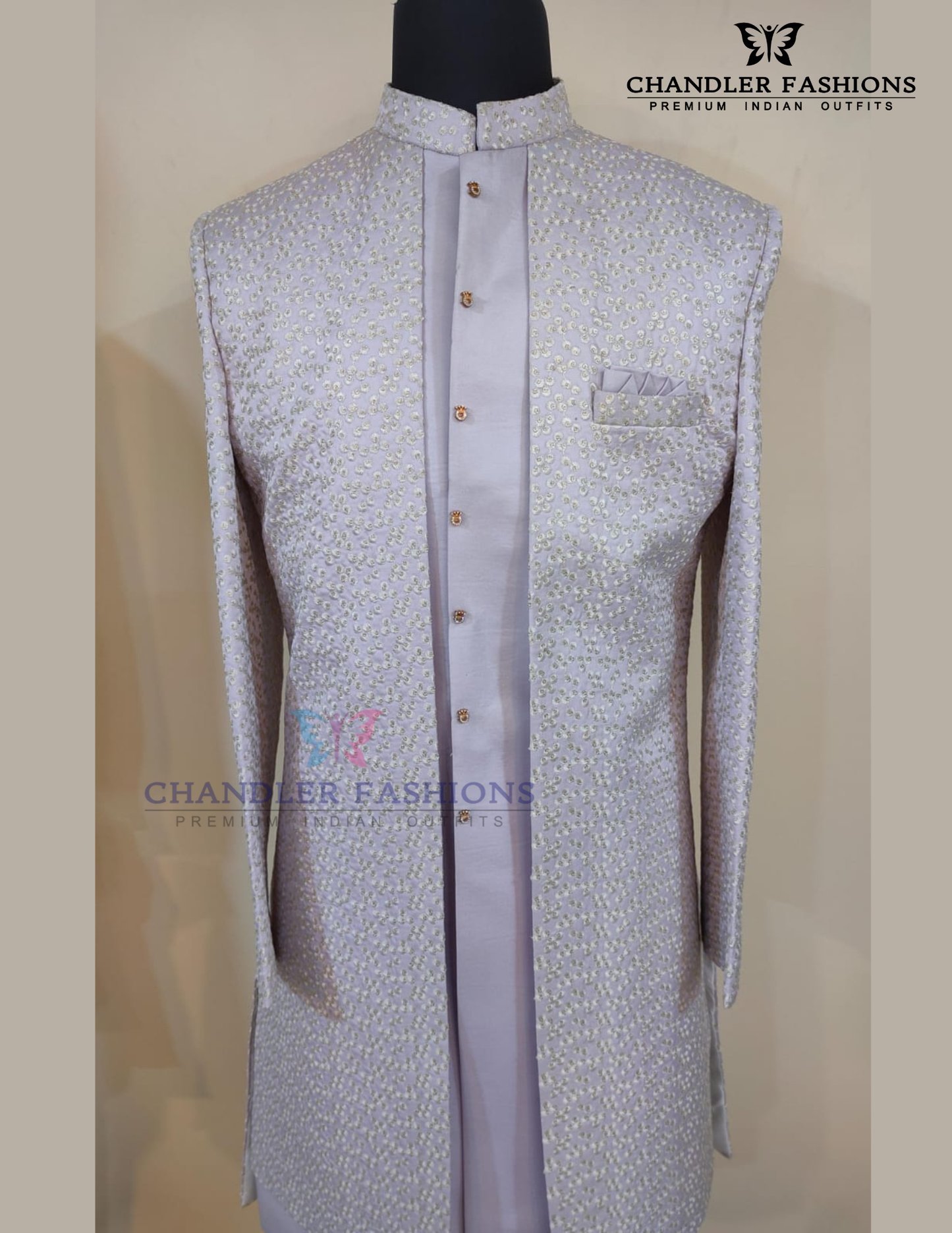 Lavender Color Brocade With Hand Embroidery Work Sherwani Suit Near Me