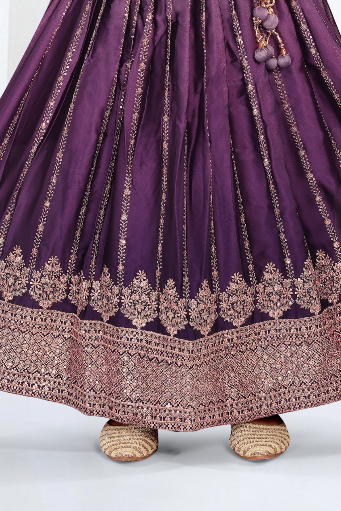 Purple Color Embroidery And Sequins Work Silk Choli Sets In Chandler