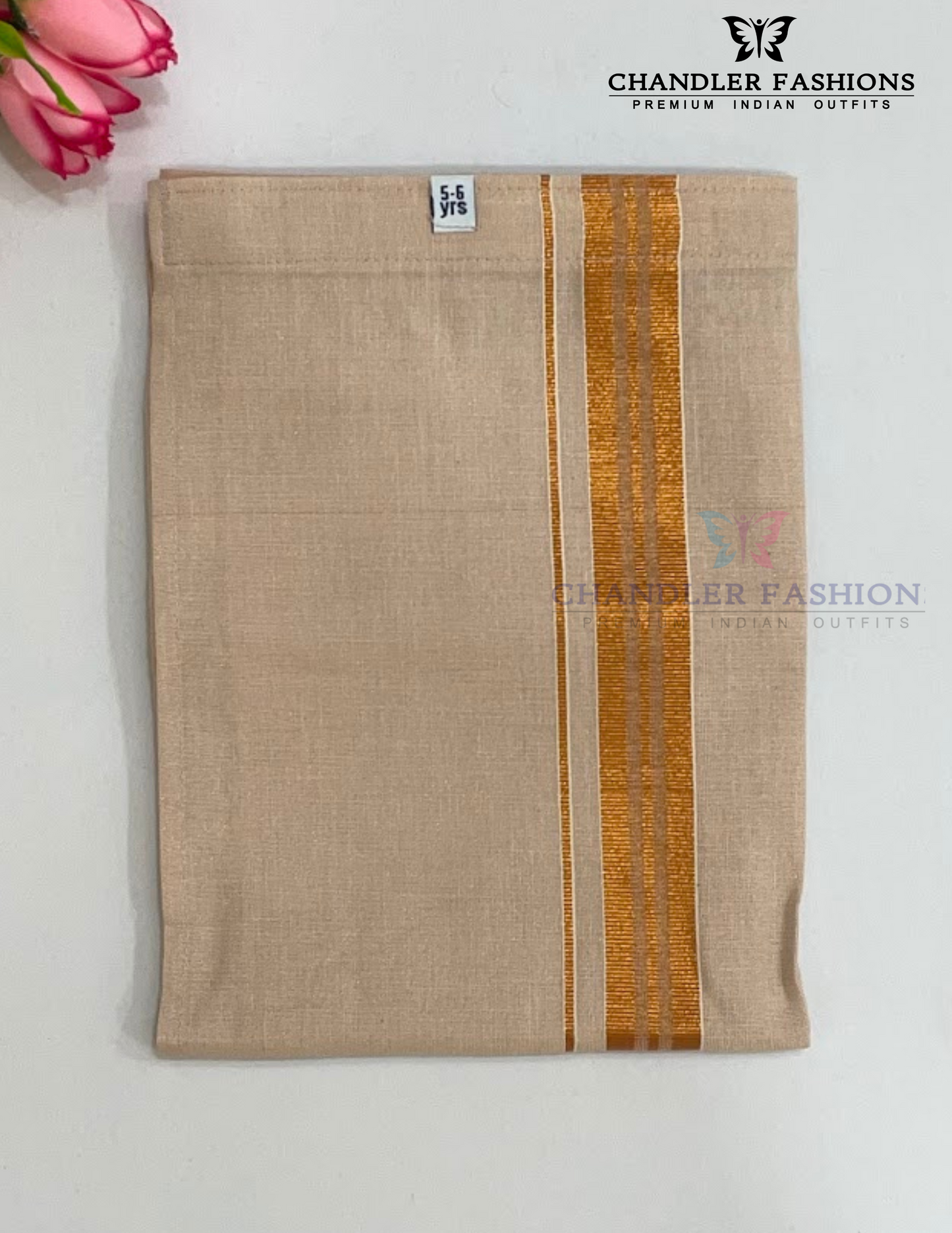 Copper Color Cotton Shirt With Tissue Zari Work Dhoti Set In Chandler