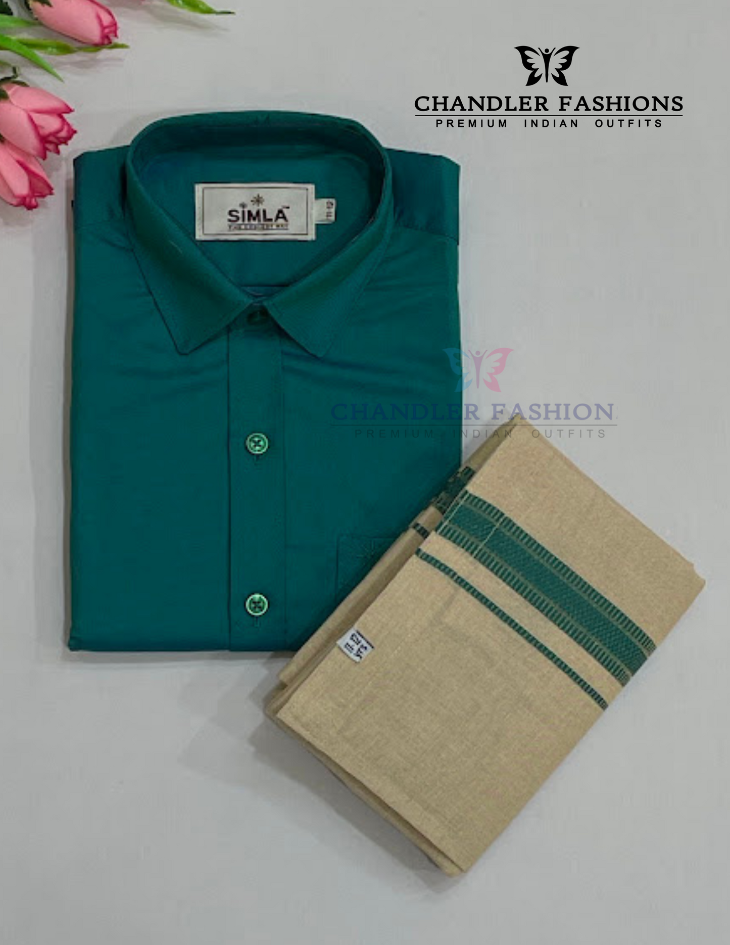 Charming Green Color Cotton Shirt With Tissue Zari Work Dhoti Set For Kids Near Me