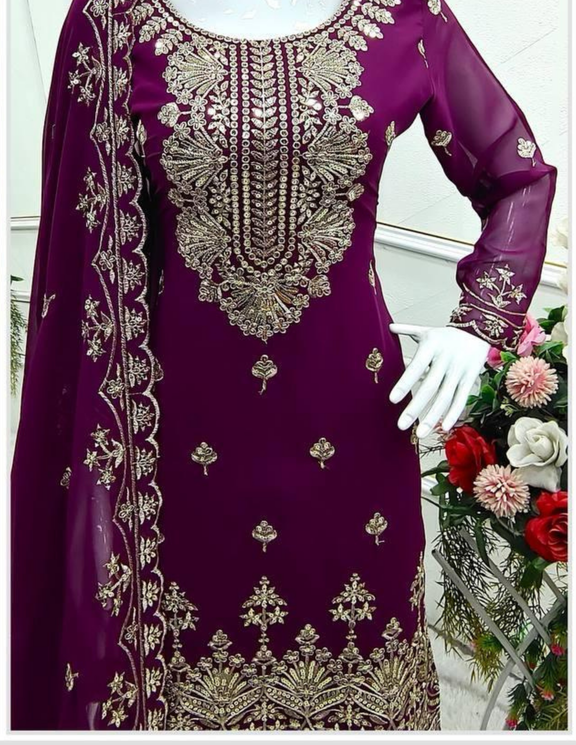 Heavy Embroidery Sequins Work For Women In Tempe