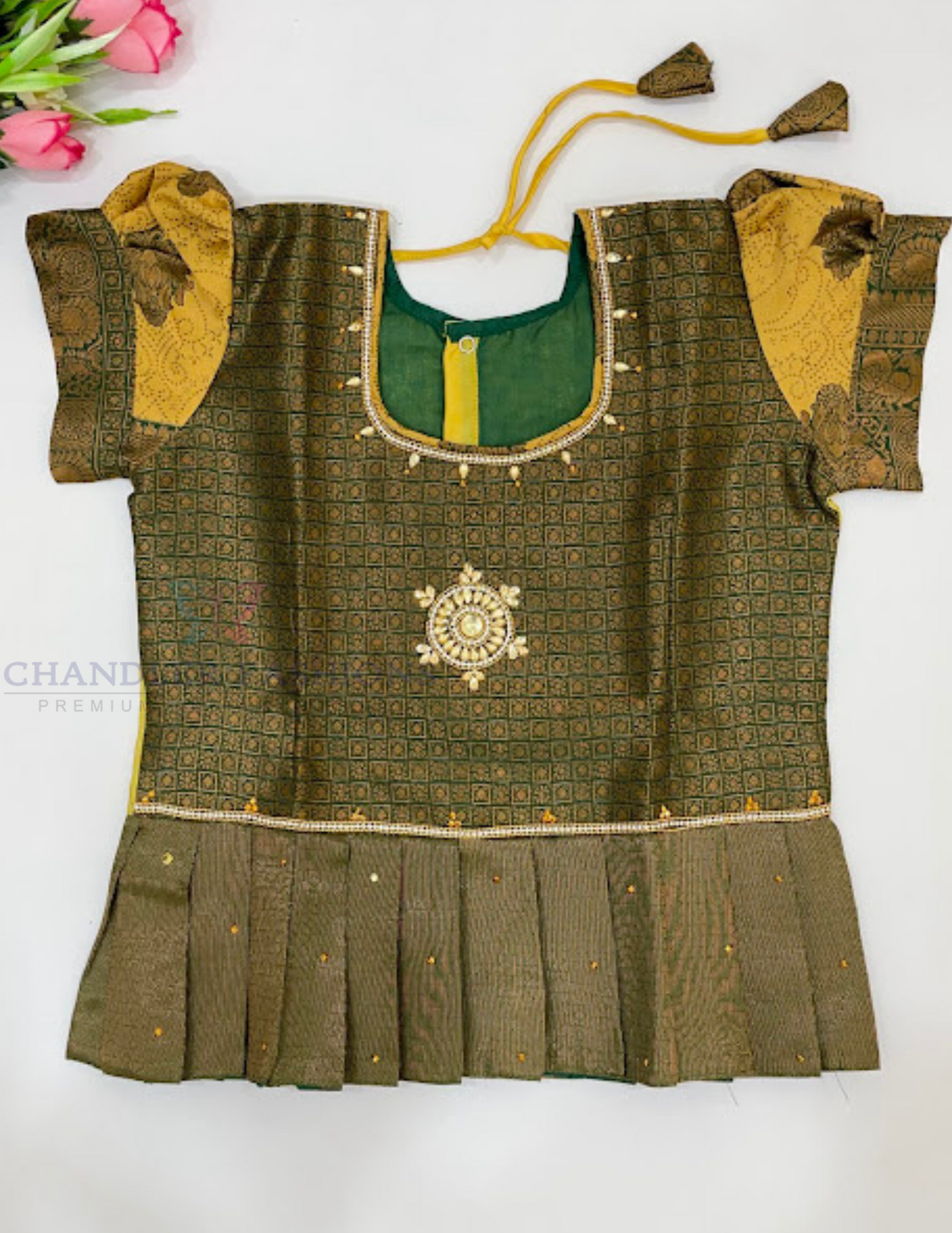 Green Color Art Silk Langa Sets With Stone Work In Mesa