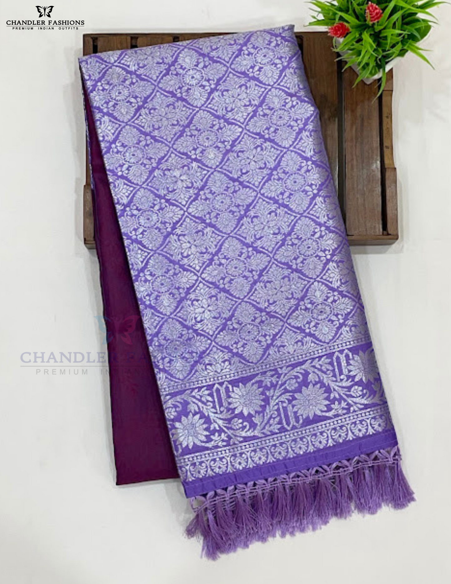 Dark Purple Silver Zari Work For Women In USA