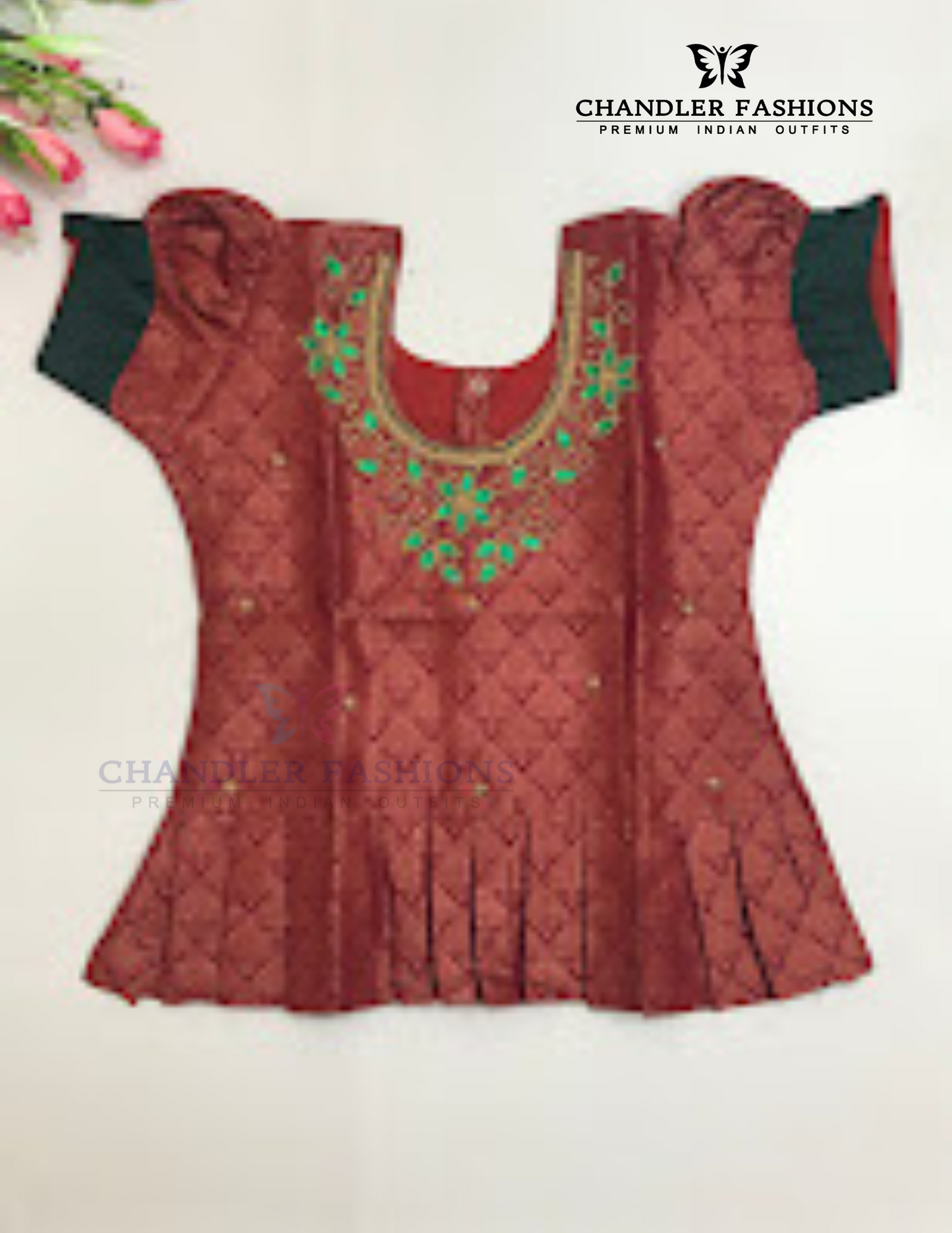 Pleasing Maroon And Pink Color Silk Langa Set With Stone And Zari Work In USA