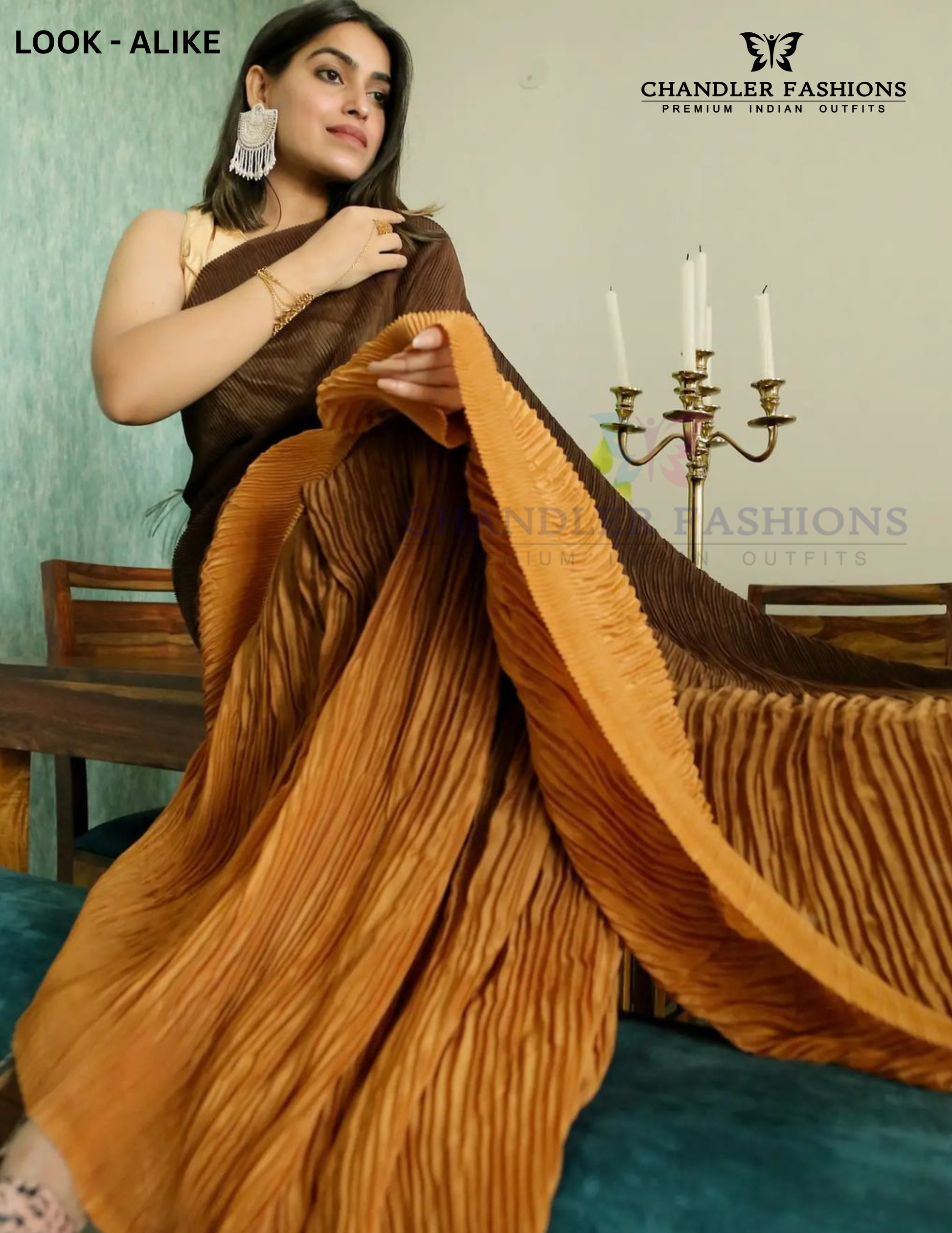 Latest Georgette Crush Yellow Saree With Stitched Blouse In USA