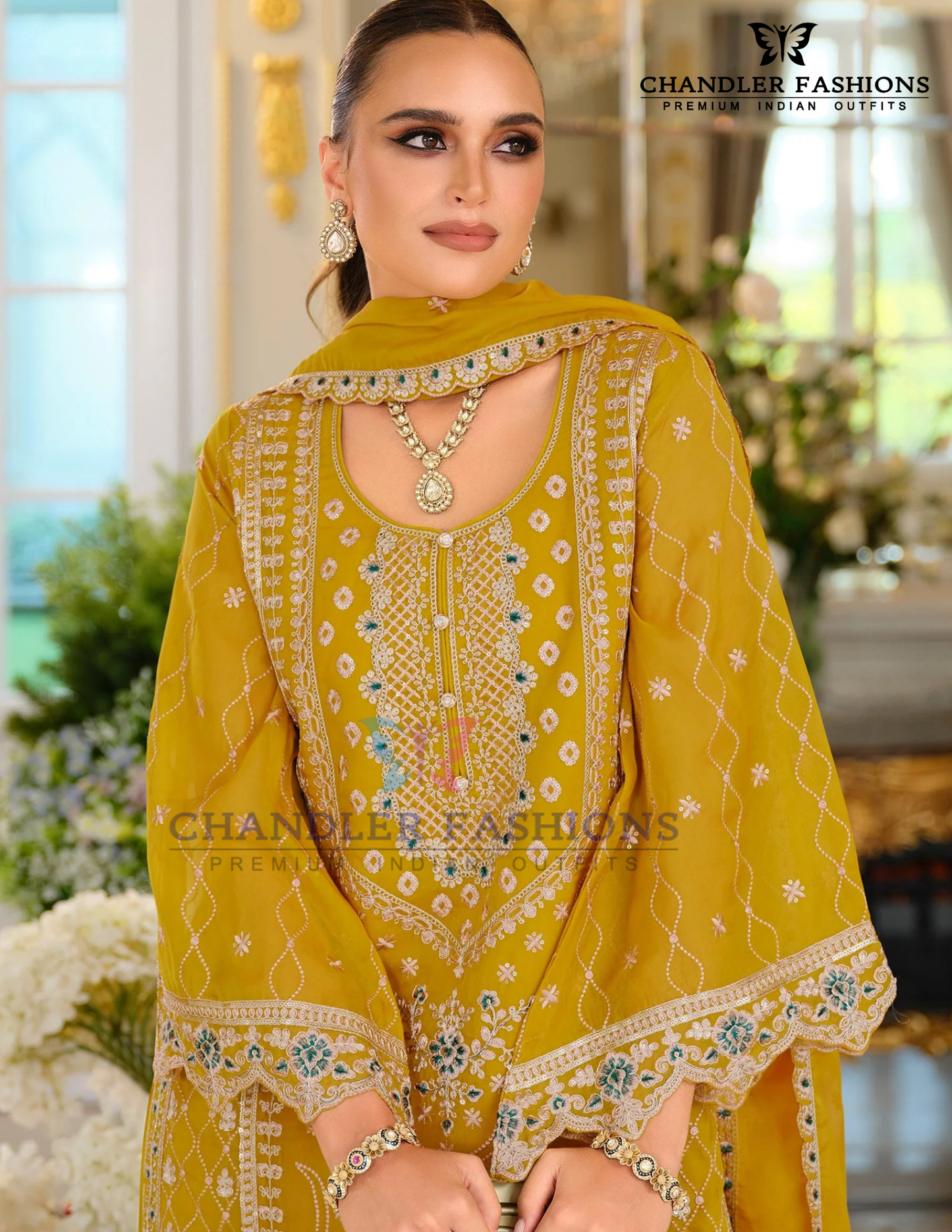 Yellow Color Soft Organza Salwar Suits In Tempe