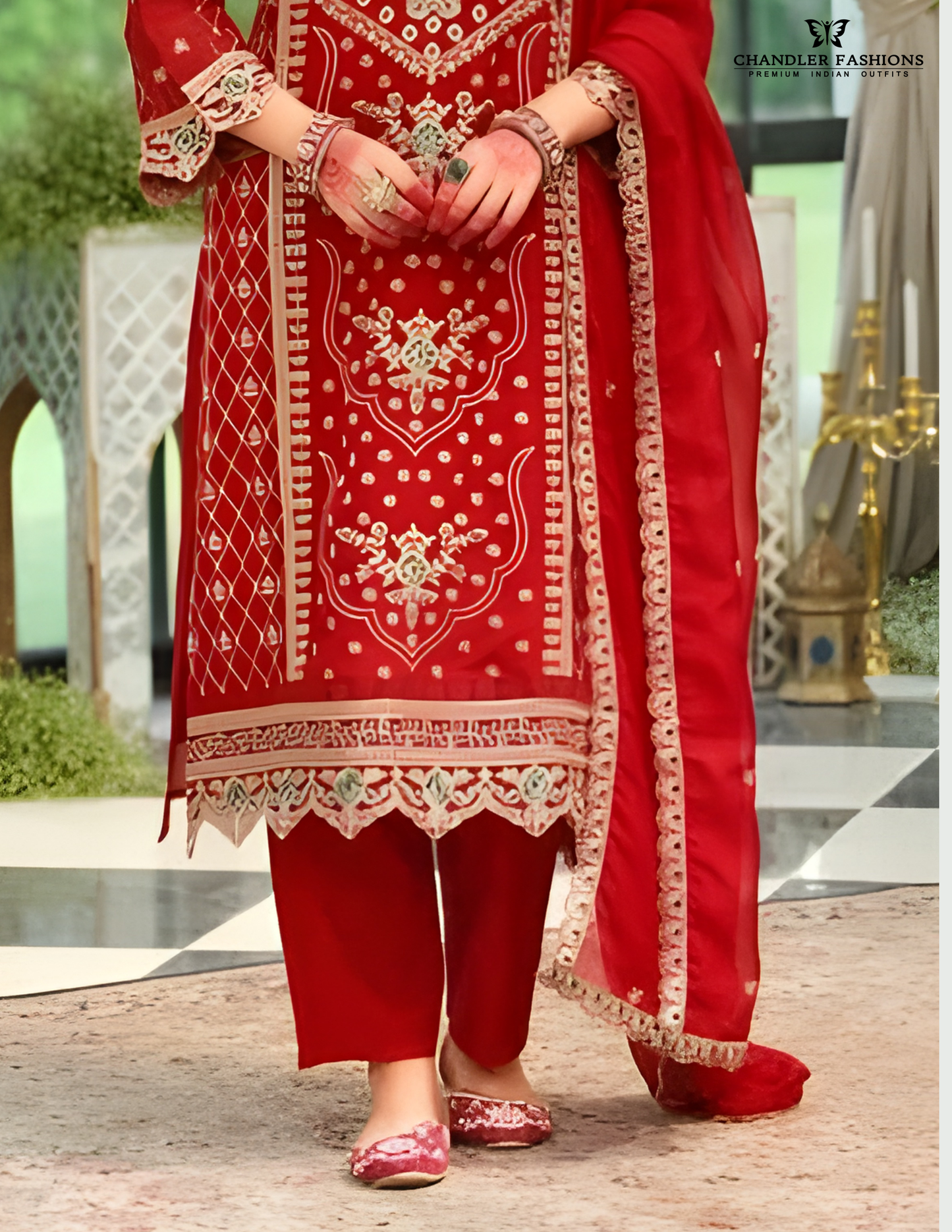 Attractive Red Color Soft Organza In USA