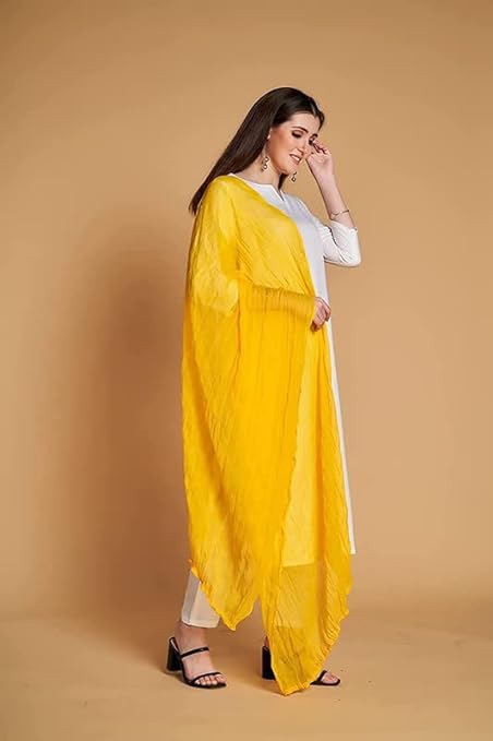 Mango Yellow Chiffon Solid Dupatta Near Me
