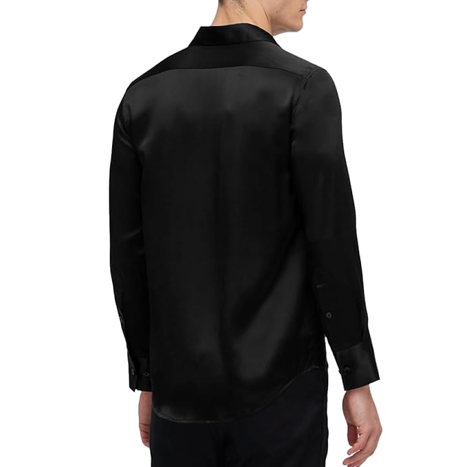 Stunning Black Colored Silk Formal Shirt For Men In Suncity