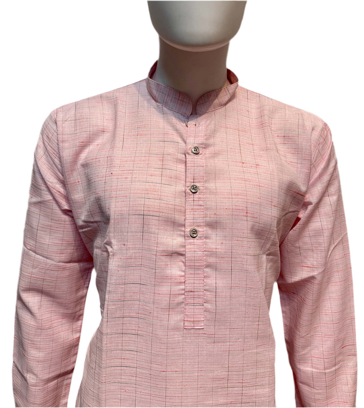 Attractive Light Pink Color Cotton Kurta With Pajama For Men