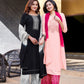 Designer Kurti Suits With Palazzo Pants For Women in Cotton Wood