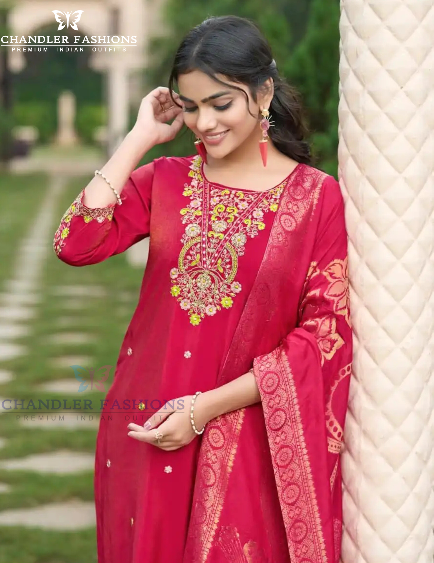 Red Color Shimmer With Thread Work Salwar Suits Near Me
