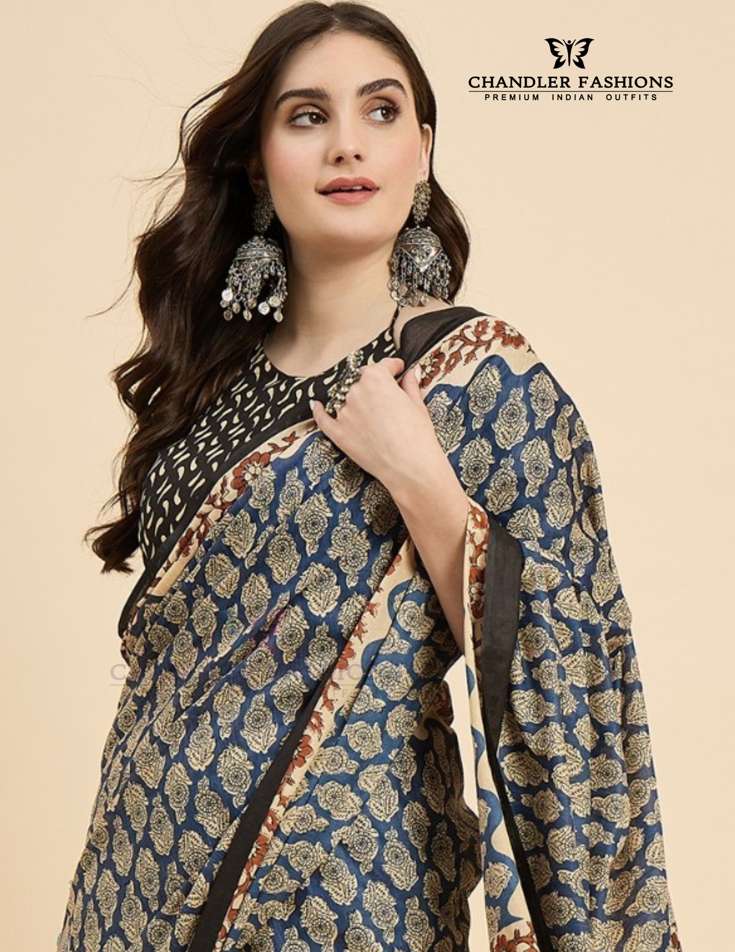 Gorgeous Blue Color Cotton Saree With Printed Work Near Me