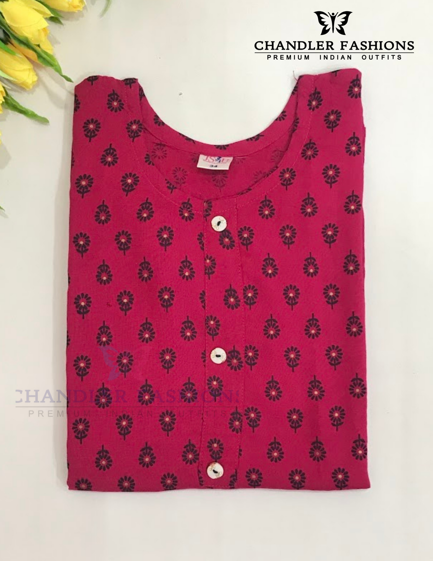 Charming Pink Color Rayon With Printed Work Kurti For Girls In USA