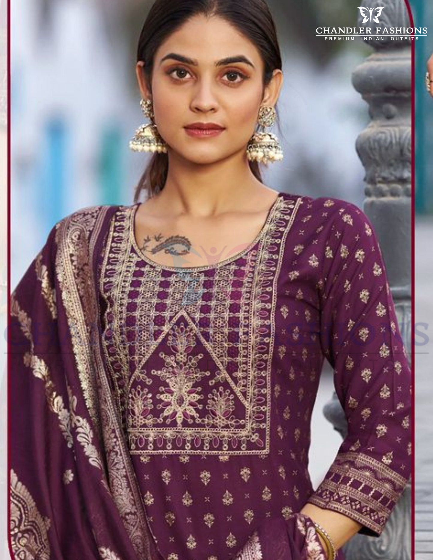 Divine Dark Purple Colored Fancy Rayon Foil Printed With Embroidery Work Salwar Near Me
