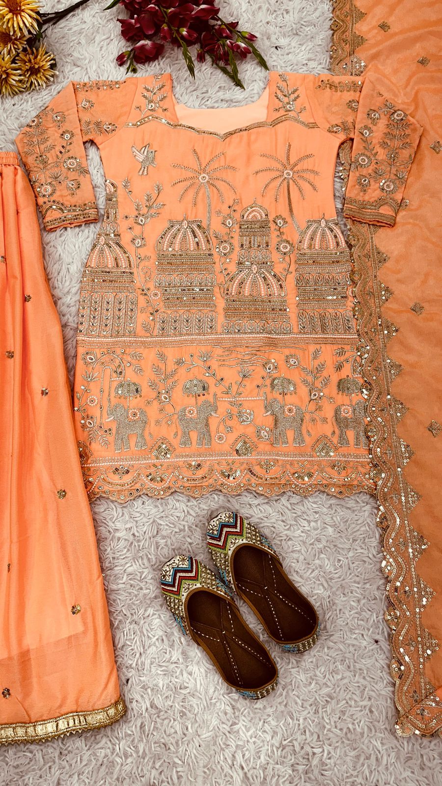 Chinon Silk Sharara Suits Dupatta Set  In Chandler