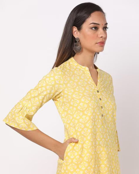 Attractive Yellow Colored Ethnic Wear Kurti For Women In USA