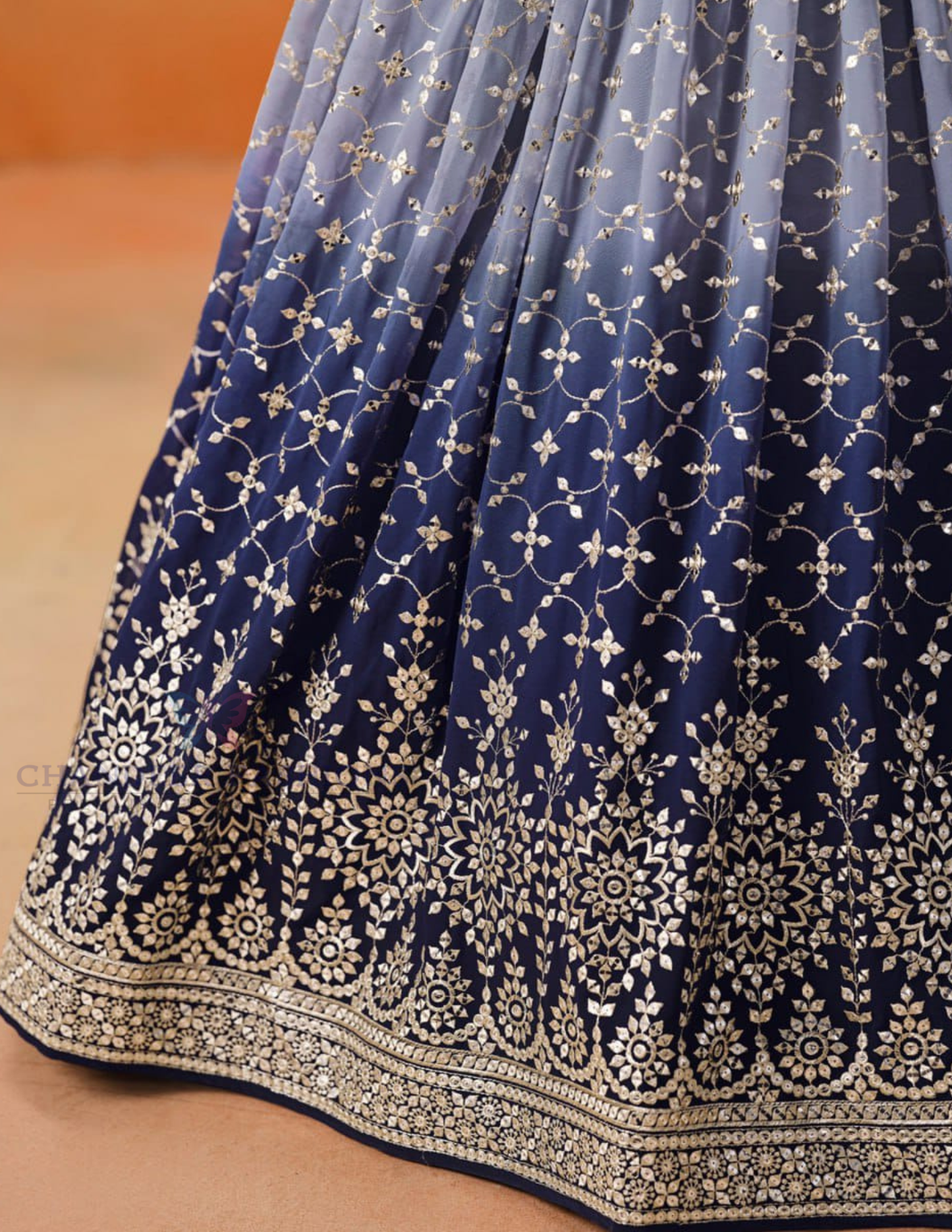 Navy Blue Sequins And Zari Lehenga Choli In Gilbert