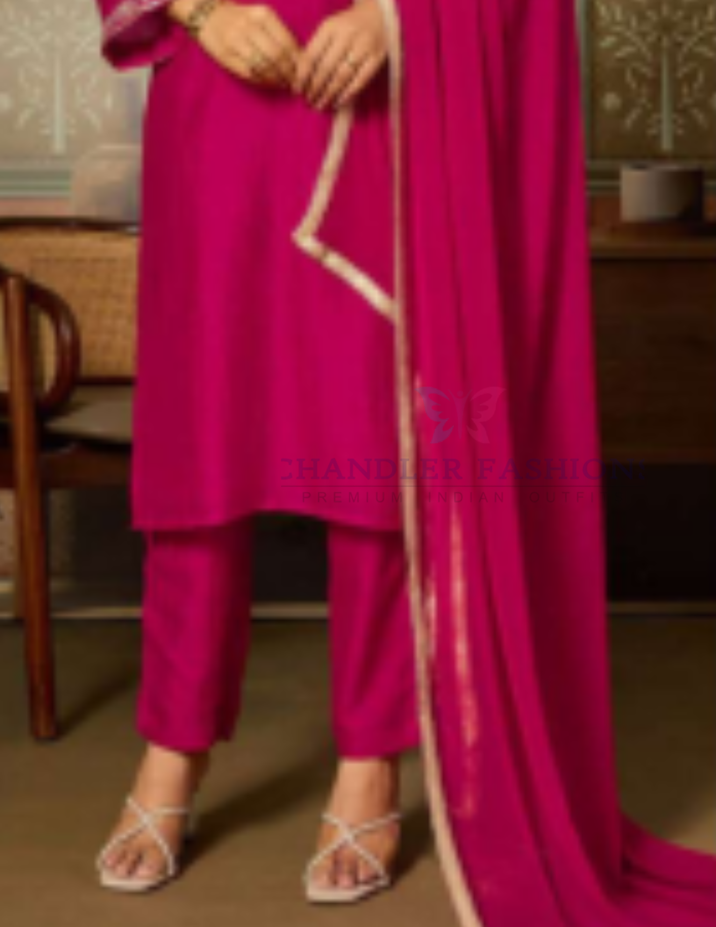 Dark Pink Color Embroidery And Sequins Work Salwar Suits With Dupatta In USA