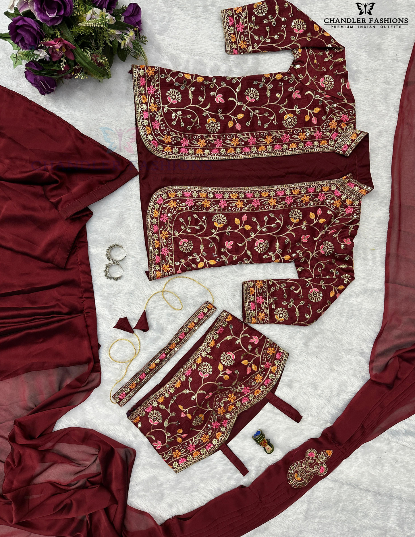Maroon Color Rangoli Fabric Ready To Wear Saree With Embroidered Shrug In USA