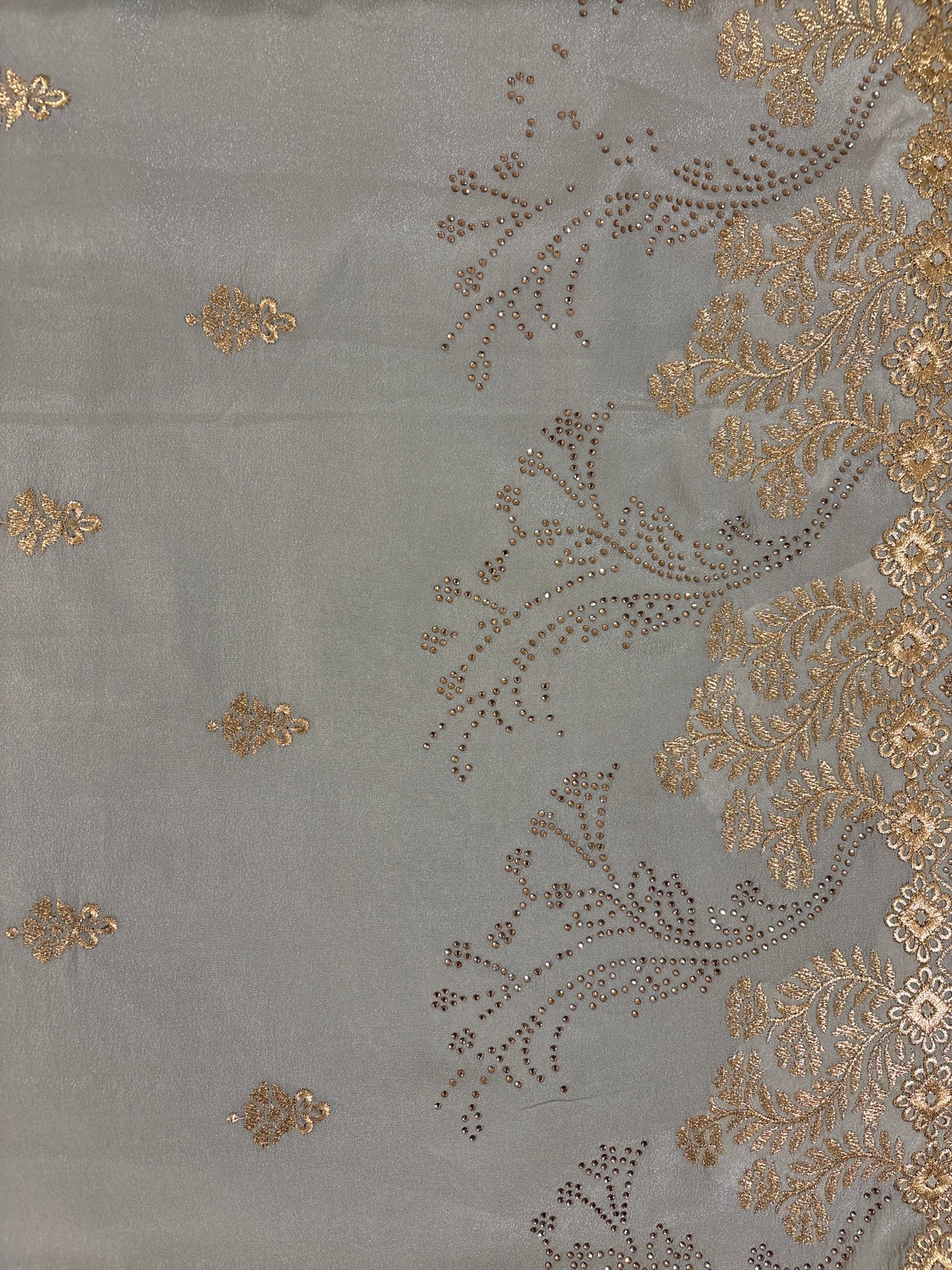 Fabulous Light Pearl Gray Color Soft Chiffon With Embroidered Work Fancy Saree - PREMIUM QUALITY