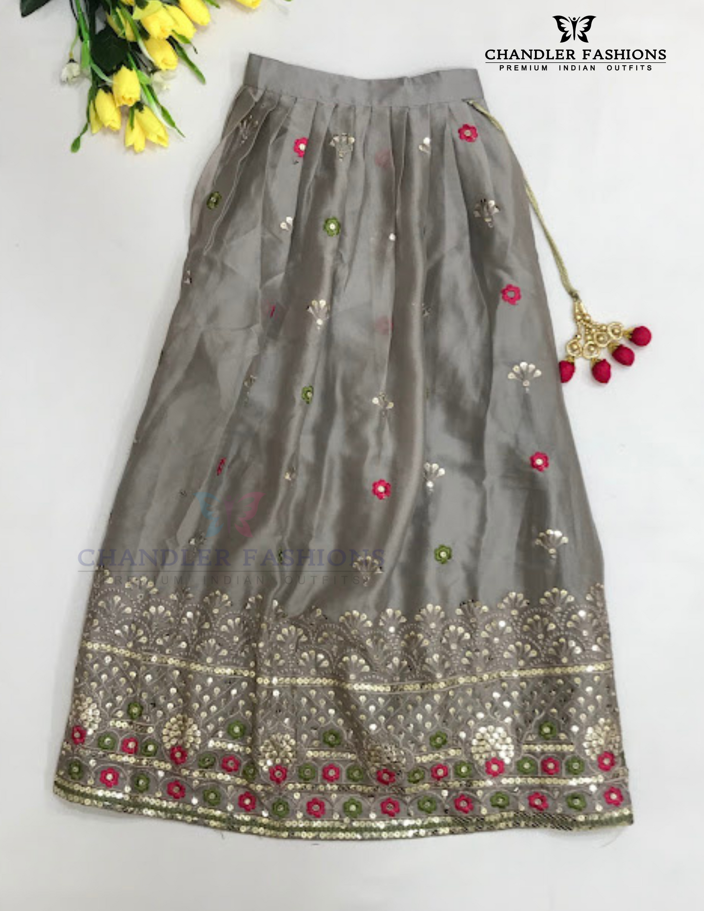 Pink Georgette Sequins Work Girls Choli Set In Suprise