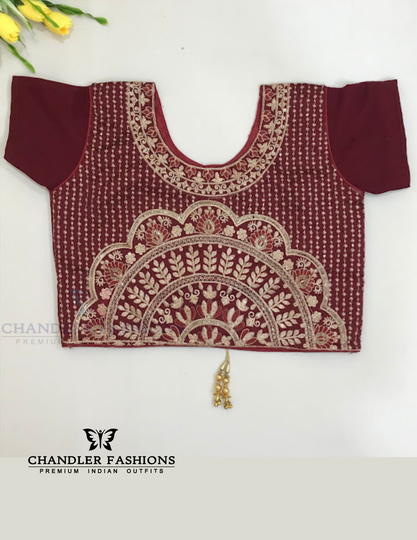Dark Maroon Color Georgette With Sequins Work Choli Sets In Mesa