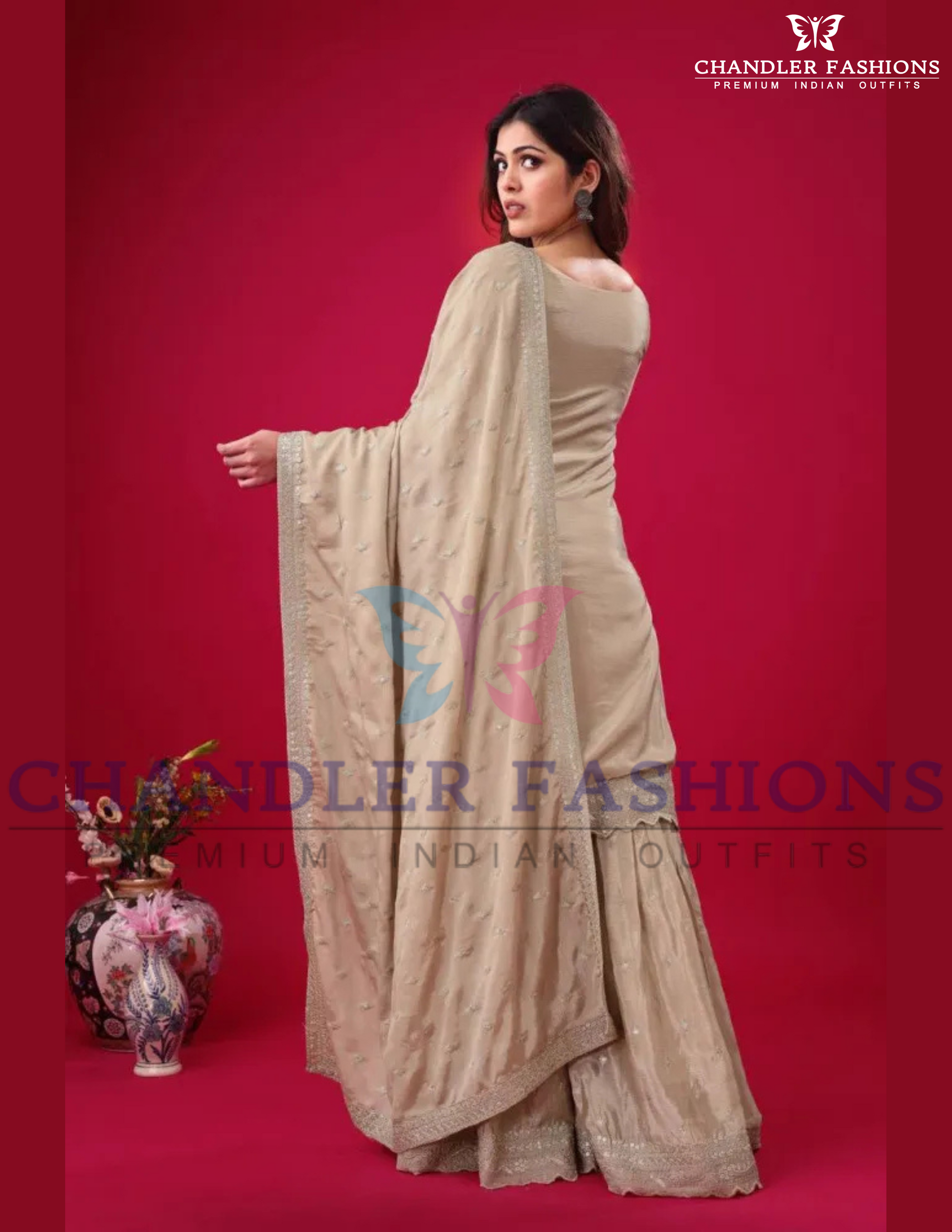 Embroidered Sequence Work Sharara Suits in USA